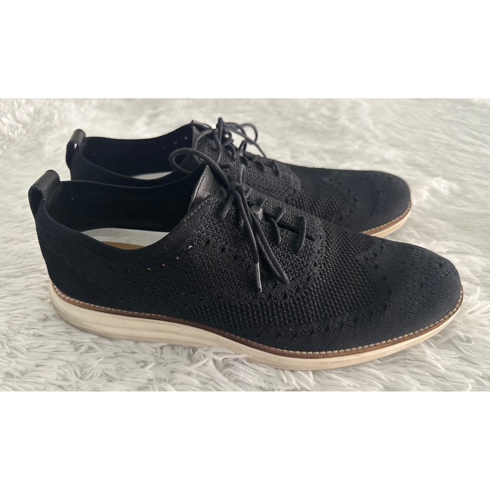 Cole Haan ØriginalGrand Stitchlite Wingtip Oxfords Black Cream Sole Shoes Sz 12